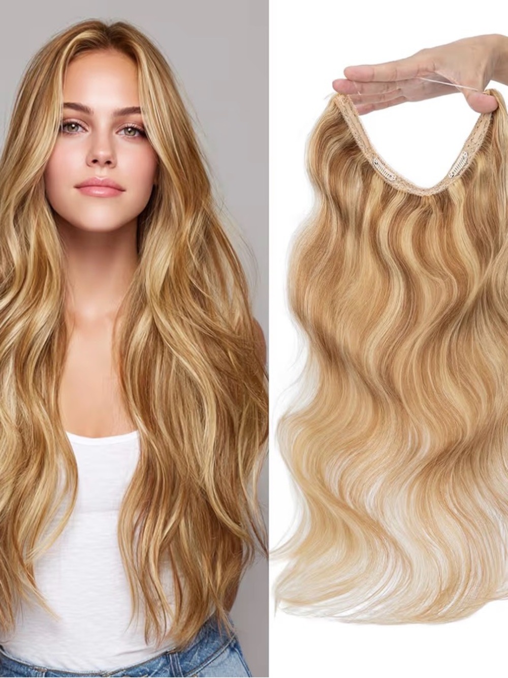 Halo Blonde Wavy Clip-In Extension - Honey Blonde